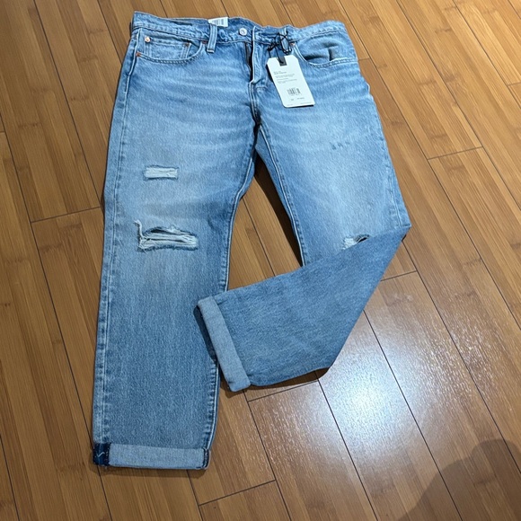 Levi's Sky Blue Relaxed Jeans with Distressed Details